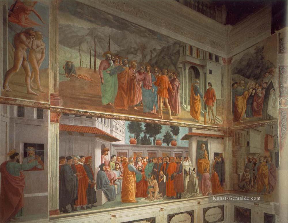 Fresken in der Cappella Brancacci links Ansicht Christentum quattrocentistischen Renaissance Masaccio Ölgemälde
